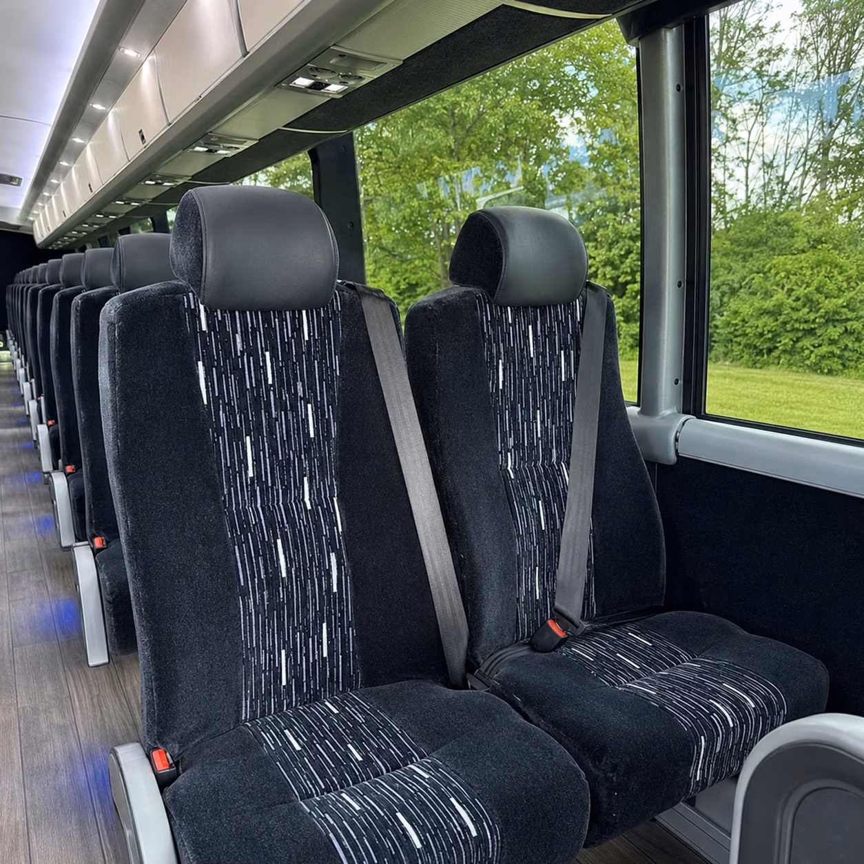 bend charter bus interior