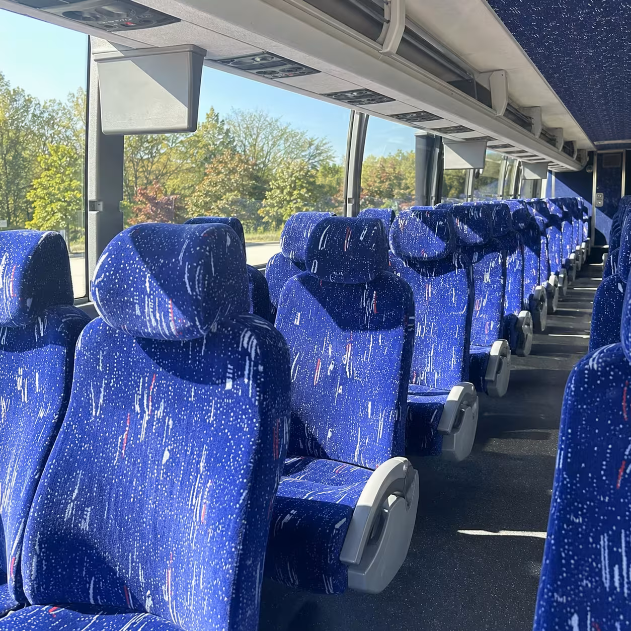 bend charter bus rental interior