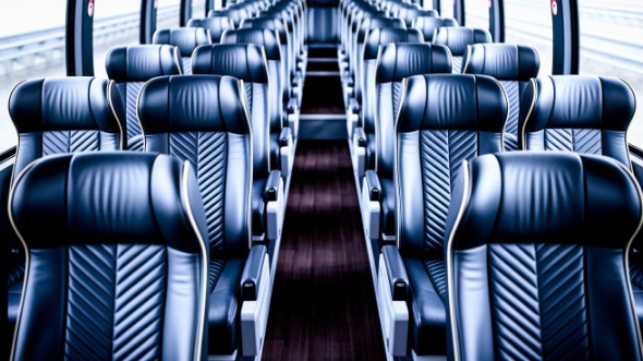 bend 56 passenger charter bus inside